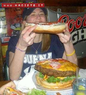 100 pound girl eating 10 pound burger