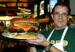 Picture of the 11 pound burgert at Denny's Beer Barrel Pub in Pennsylvania