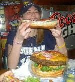 Eating the 11 pound burger at Denny's Beer Barrel Pub in Pennsylvania