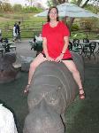 Here is Adrienne on a hippo.