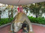 Timothy and Samantha (my nephew and neice) riding a bear.