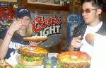 Eating the 11 pound burger at Denny's Beer Barrel Pub in Pennsylvania